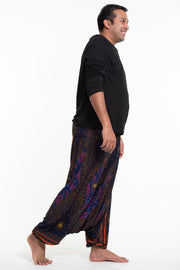 Plus Size Peacock Eyes Drop Crotch Men's Harem Pants in Navy