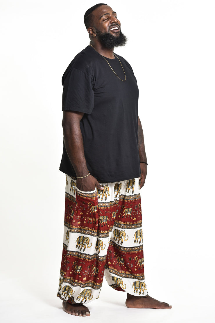 Plus Size Elephant Bliss Men's Elephant Pants in Red