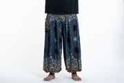 Plus Size Paisley Mandalas Men's Harem Pants in Blue Gray