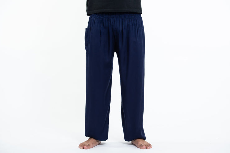 Solid Color Men's Tall Harem Pants in Blue