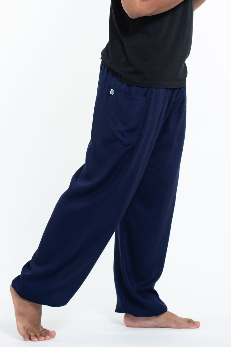 Solid Color Men's Tall Harem Pants in Blue