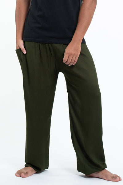 Solid Color Men's Tall Harem Pants in Dark Green