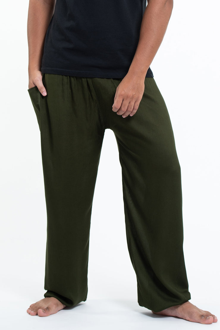 Solid Color Men's Tall Harem Pants in Dark Green