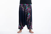 Floral Drop Crotch Men's Harem Pants in Blue