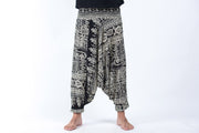 Tribal Prints Drop Crotch Men's Harem Pants in Black