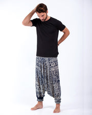 Tribal Prints Drop Crotch Men's Harem Pants in Navy