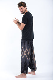 Diamond Peacock Drop Crotch Men's Harem Pants in Black