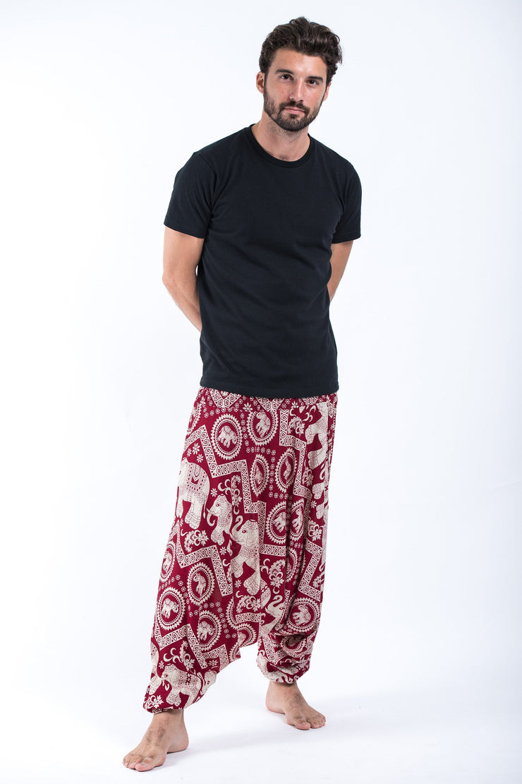 Imperial Elephant Drop Crotch Men's Elephant Pants in Red