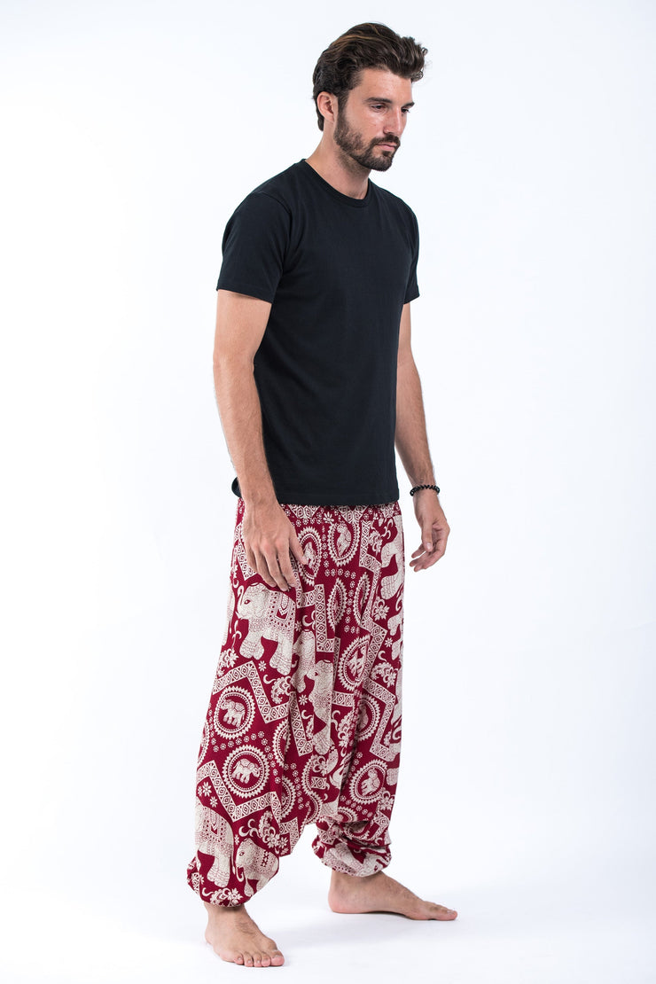 Imperial Elephant Drop Crotch Men's Elephant Pants in Red