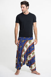 Elephant Bliss Drop Crotch Men's Elephant Pants in Blue