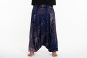 Plus Size Peacock Feathers Drop Crotch Men's Harem Pants in Blue