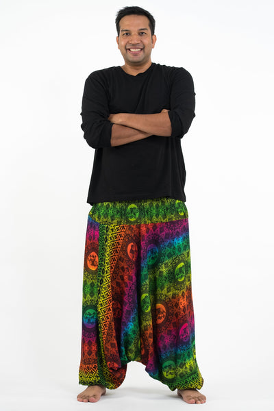 Plus Size Rainbow Elephant Drop Crotch Men's Elephant Pants in Green