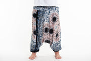 Plus Size Paisley Mandalas Drop Crotch Men's Harem Pants in Silver Gray