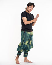 Thai Hill Tribe Fabric Men's Harem Pants with Ankle Straps in Teal