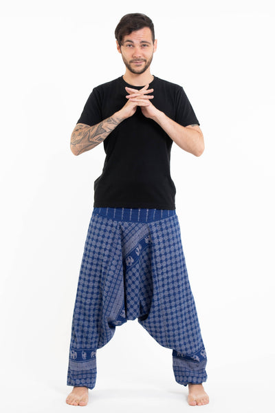 Hill Tribe Elephant Men's Elephant Pants in Blue