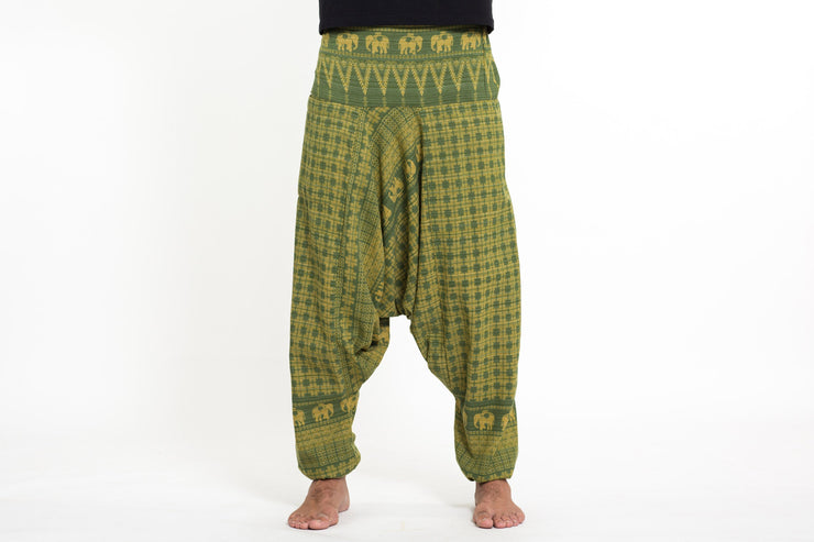 Hill Tribe Elephant Men's Elephant Pants in Green