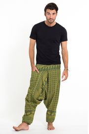 Hill Tribe Elephant Men's Elephant Pants in Green