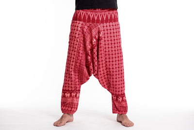 Hill Tribe Elephant Men's Elephant Pants in Red