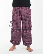 Men's Hill Tribe Cotton Elephant Pants in Purple