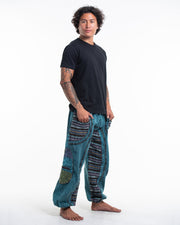 Men's Patchwork Stone Washed Cargo Cotton Pants in Blue 06