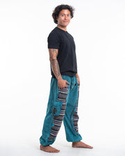 Men's Patchwork Stone Washed Cargo Cotton Pants in Blue 07