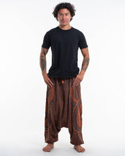 Men's Patchwork Stone Washed Low Cut Cotton Pants in Brown 01