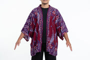 Paisley Feathers Kimono Cardigan in Red