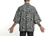 Elephant Print Cotton Kimono Cardigan in Black