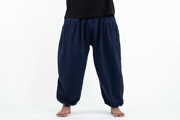 Plus Size Genie Men's Cotton Harem Pants in Navy