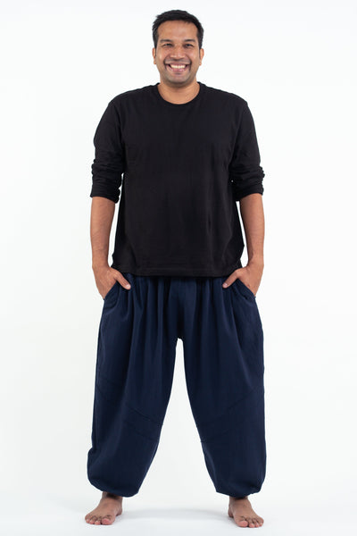 Plus Size Genie Men's Cotton Harem Pants in Navy