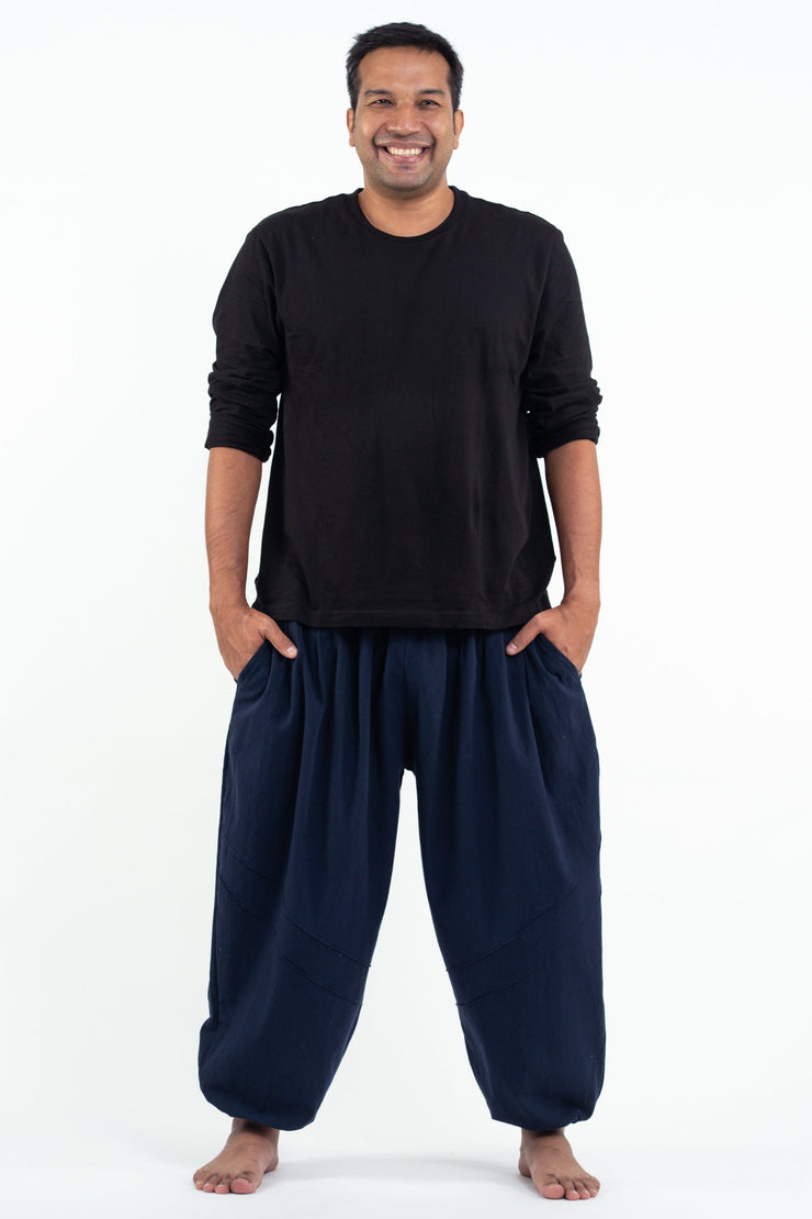 Plus Size Genie Men's Cotton Harem Pants in Navy