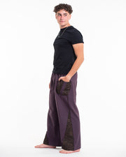 Thai Cotton Men's Pants With Hill Tribe Trim in Violet