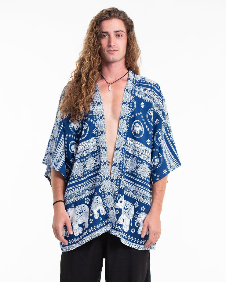 Parade Elephant Kimono Cardigan in Blue