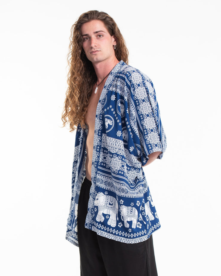 Parade Elephant Kimono Cardigan in Blue