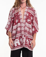 Parade Elephant Kimono Cardigan in Red