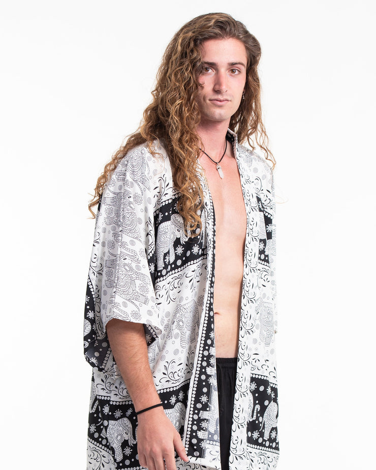 Floral Elephant Kimono Cardigan in Black