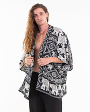 Diamond Elephant Kimono Cardigan in Black