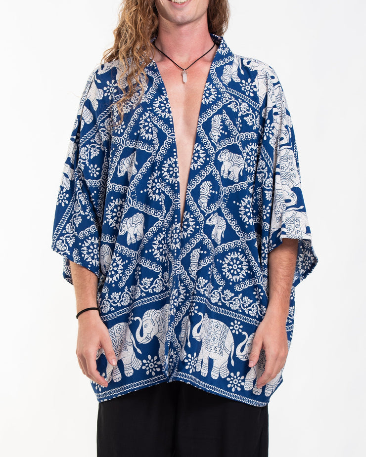 Diamond Elephant Kimono Cardigan in Blue