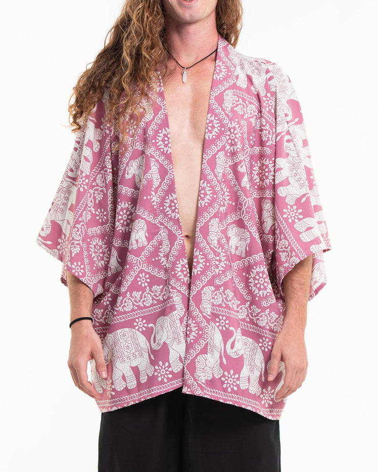 Diamond Elephant Kimono Cardigan in Pink