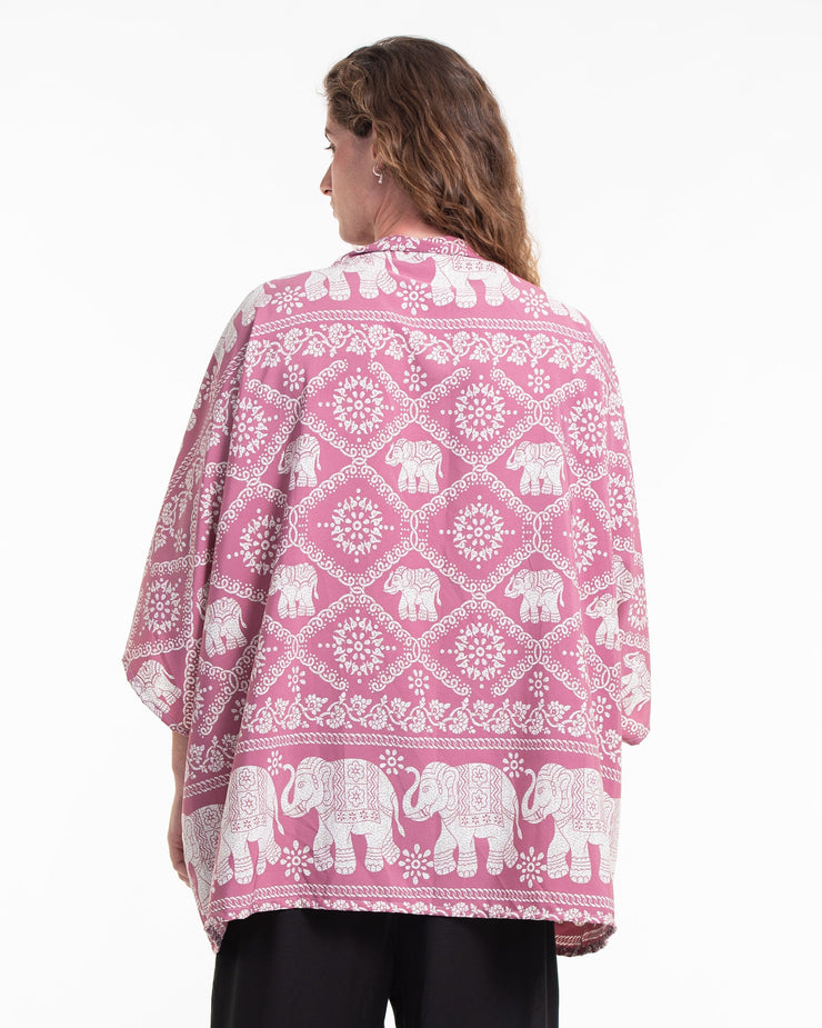 Diamond Elephant Kimono Cardigan in Pink