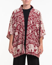 Diamond Elephant Kimono Cardigan in Red