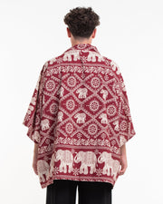 Diamond Elephant Kimono Cardigan in Red