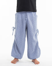 Men's Ribbed Tencel Cotton Blend Pants in Blue