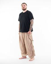 Plus Size Men's Ribbed Tencel Cotton Blend Pants in Beige