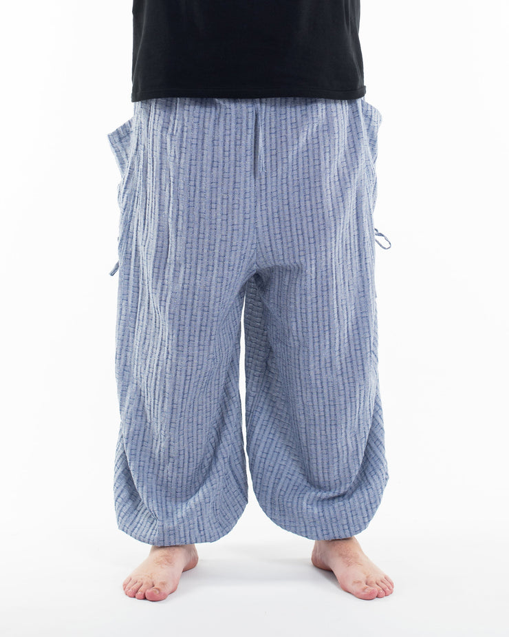 Plus Size Men's Ribbed Tencel Cotton Blend Pants in Blue