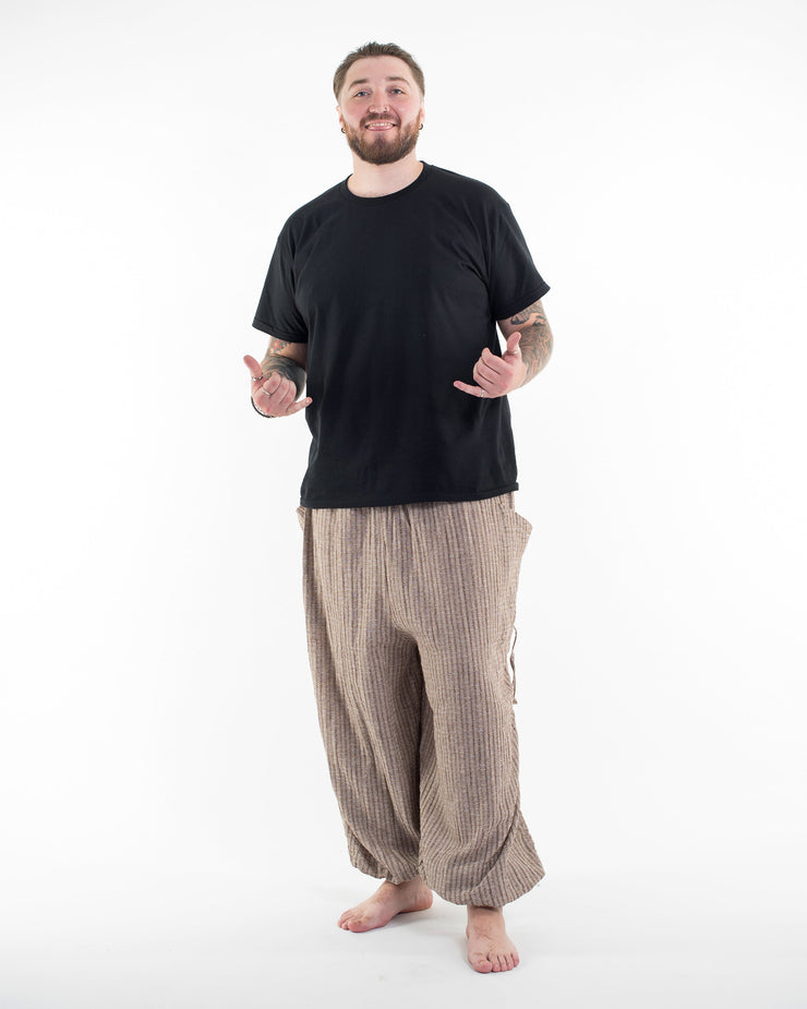 Plus Size Men's Ribbed Tencel Cotton Blend Pants in Brown