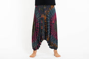 Tie Dye Men's Spandex Cotton Low Cut Harem Pants in Gray