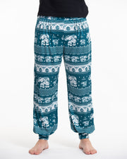 ULTRA SOFT Eco-Friendly Elephant Print Men Harem Pants in Teal