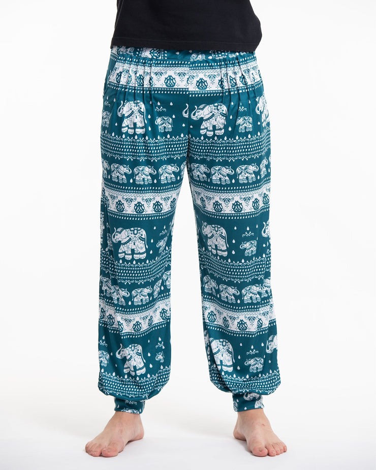 ULTRA SOFT Eco-Friendly Elephant Print Men Harem Pants in Teal