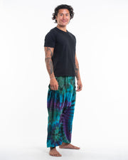 Tie Dye Cotton Men Harem Pants in Blue Green